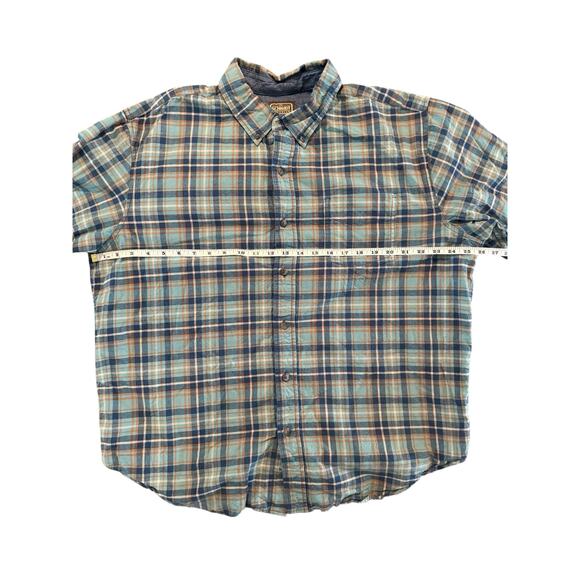 C.E. Schmidt Workwear Flannel Shirt XL Blue Green Plaid Button Down Long Sleeve - Picture 7 of 9